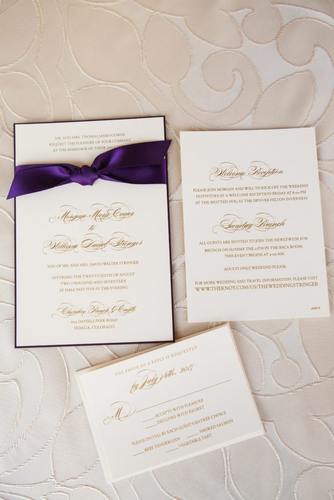 gold and ivory wedding invitation